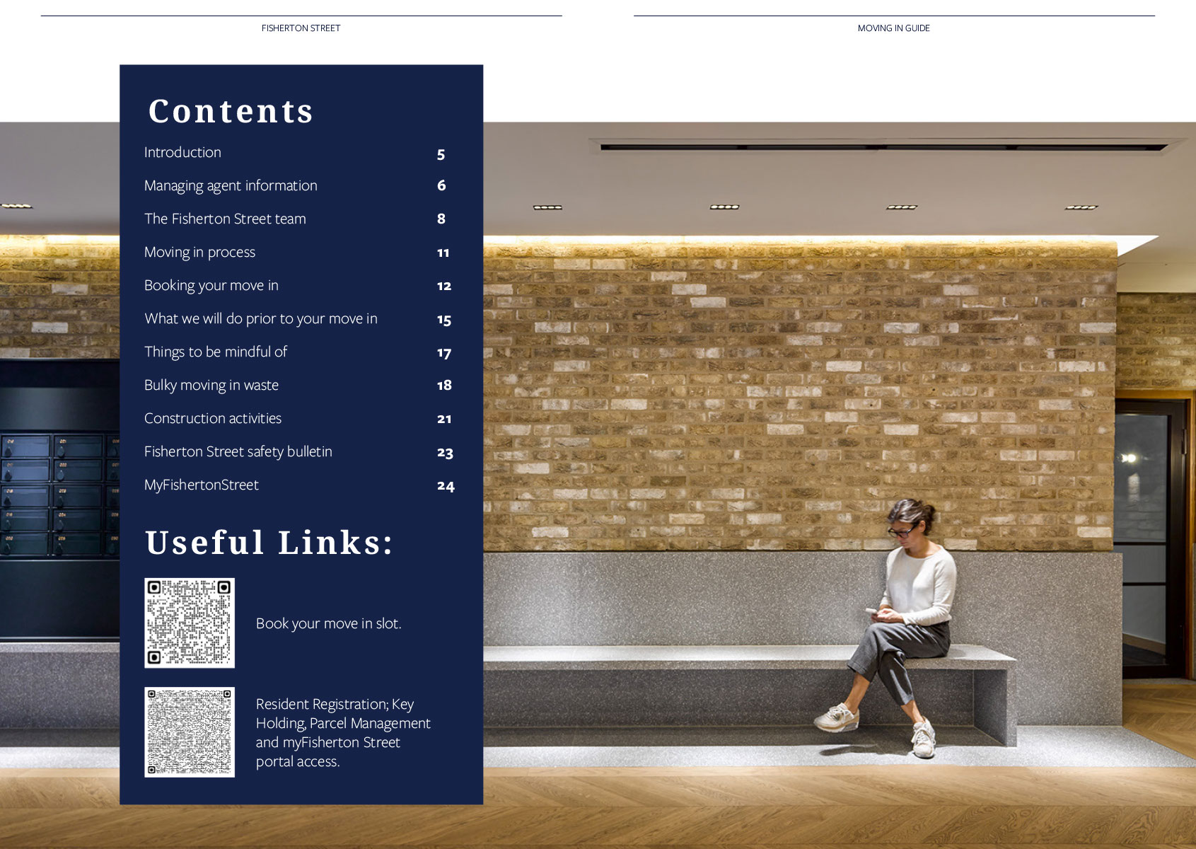 Double page spread from resident moving in guide