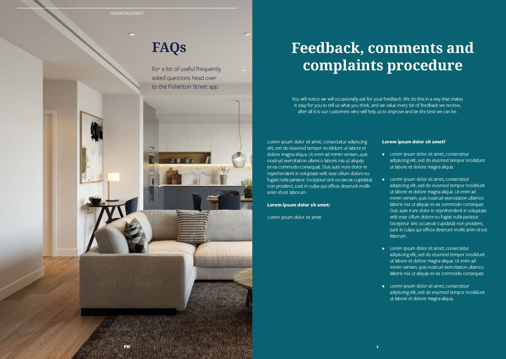 Double page spread from resident moving in guide